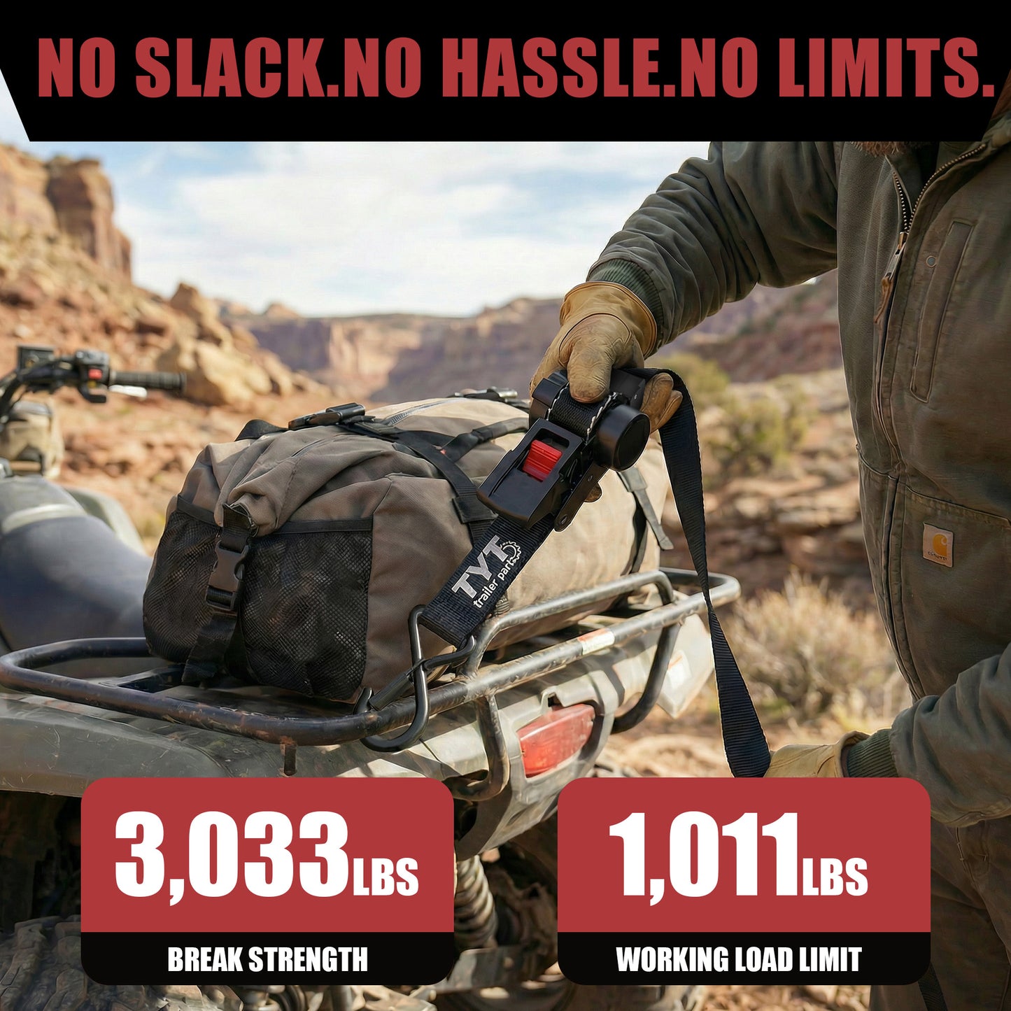 TYT 2" x 10' Retractable Ratchet Straps (2PCS) - TYT4WD