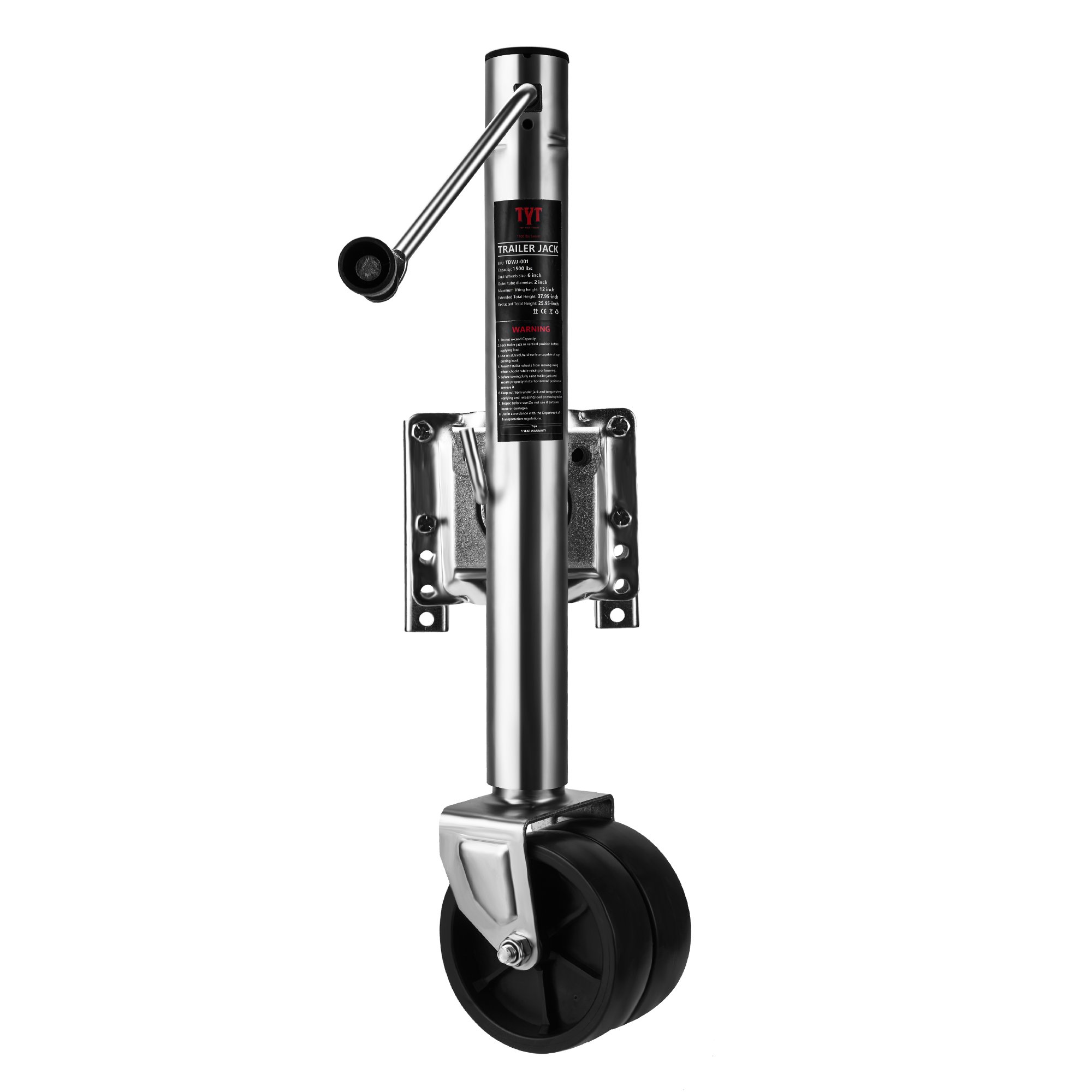 TYT Swivel Trailer Jack 1500lbs Capacity, 12" Lift, Heavy Duty Marin