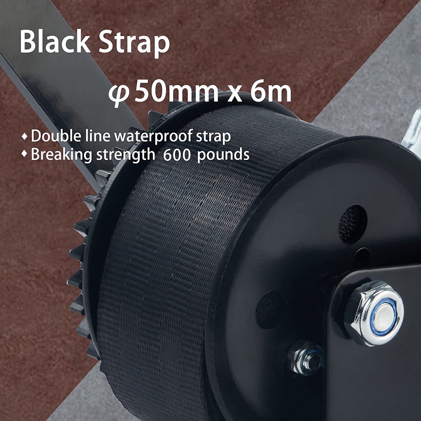 TYT 600LB Boat Trailer Winch with Black Polyster Strap, Anti-Slip Handle Crank Gear Hand Winch, Portable Two-Way Ratchet Forward & Backward Manual Rope Winch for ATV UTV Jet Ski Trailer Small Winch - TYT4WD