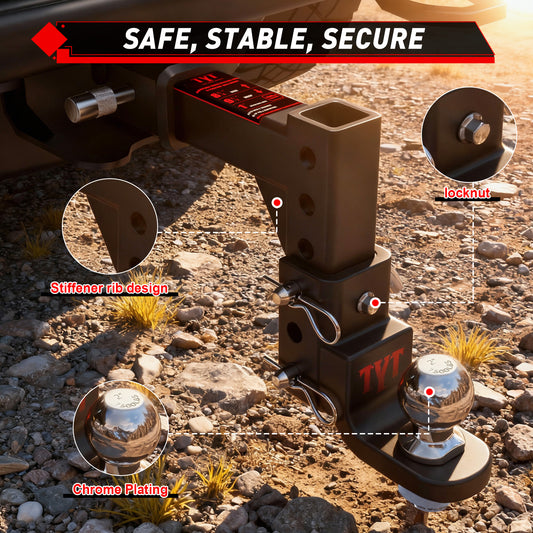 TYT Adjustable Trailer Hitch Ball Mount with 2 inch Ball