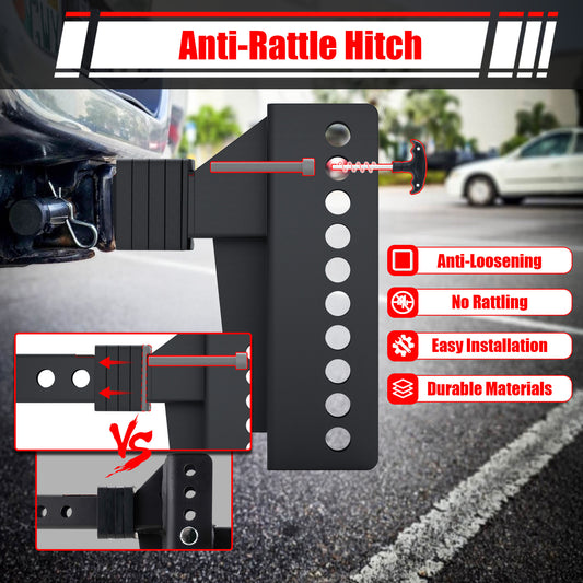 TYT Anti-Rattle Adjustable Trailer Hitch Tri-Ball Mount, Fits 2" Receiver, 4-1/2" Rise/Drop, 1-7/8"&2"&2-5/16" Ball, Heavy Duty Towing 10000lbs GTW - TYT4WD