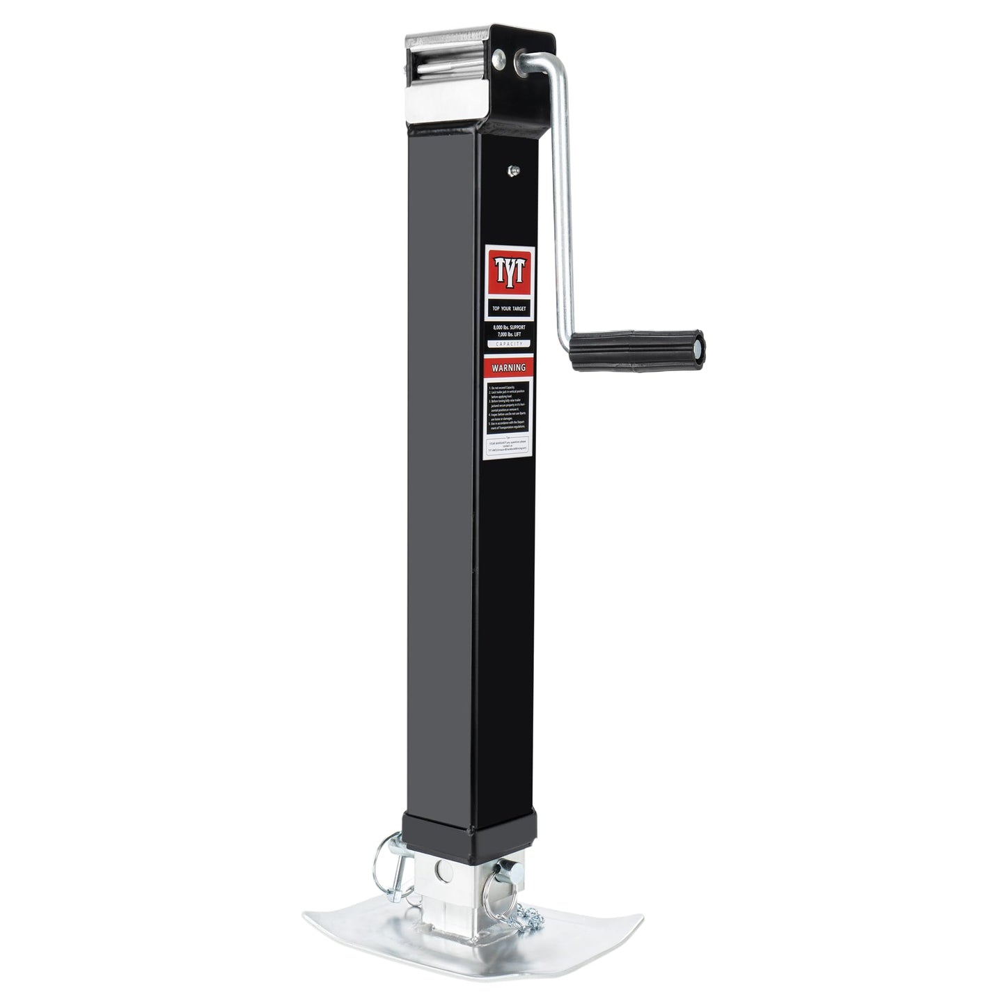 TYT 8000 lb Trailer Jack - Heavy-Duty Square Direct Weld RV Jack with 15" Vertical Travel, 13" Drop Leg, Side Wind Handle, Foot Plate, and Corrosion-Resistant Finish - TYT4WD