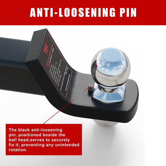 TYT Trailer Hitch Mount with 2" Ball,6000 lbs,2" Drop,Free Advanced Hitch Lock, Forged Solid Steel Towing,Fits 2" Receiver, 2" Chrome Ball Head - TYT4WD