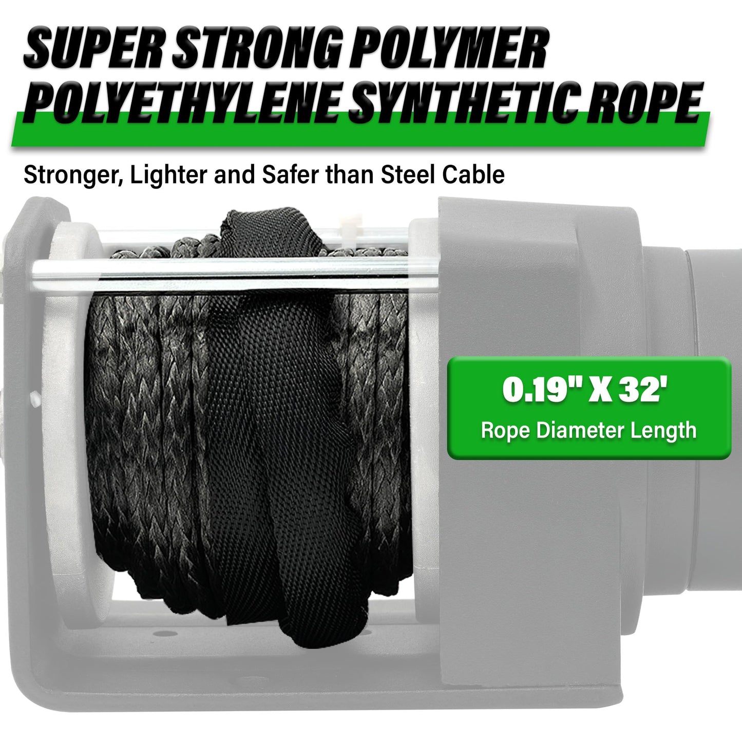 TYT 2500 lb ATV Winch with 1/5" x 32FT Synthetic Rope,12V DC Electric Winch with Wired Remote Control - TYT4WD