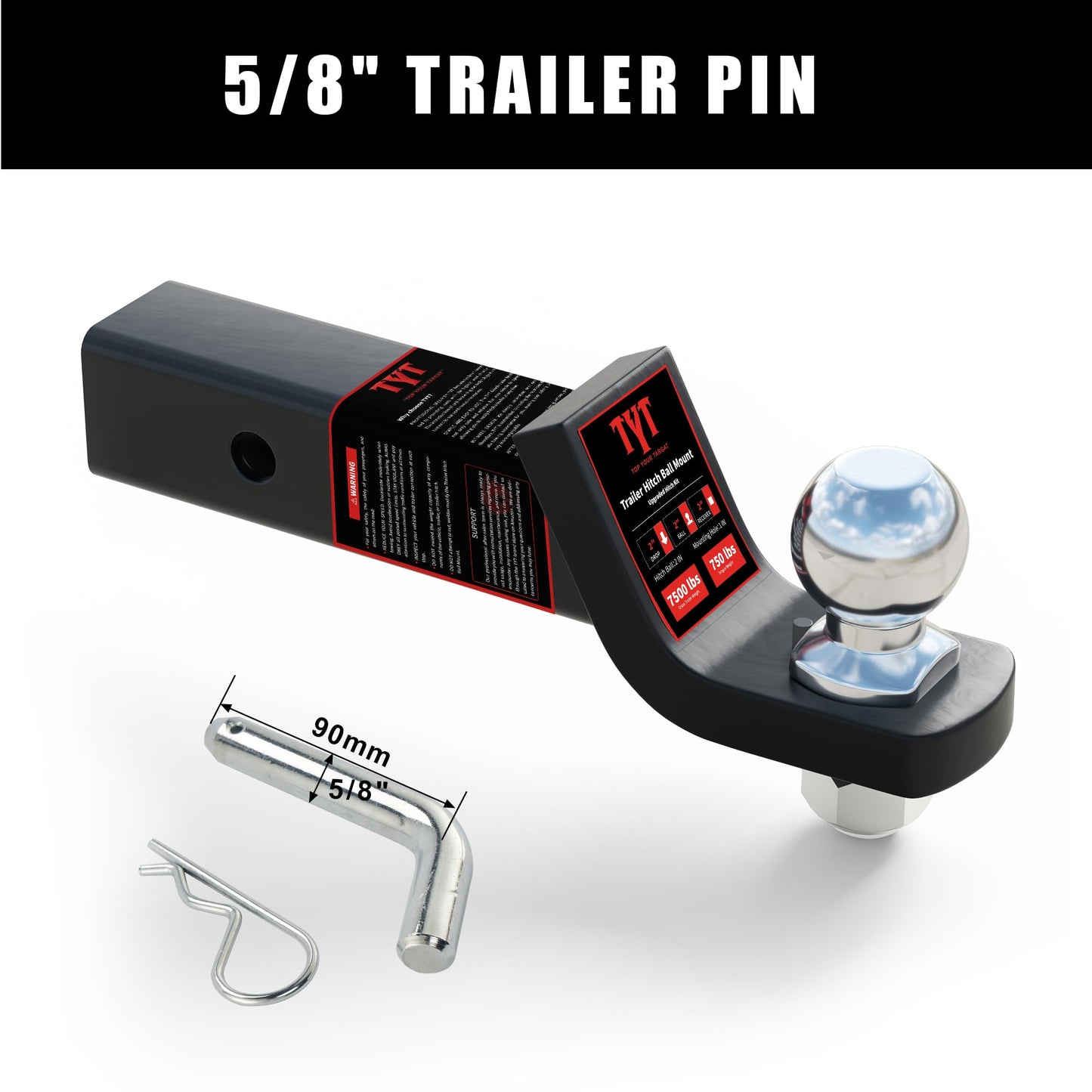 TYT Trailer Hitch Ball Mount with 2 Inch Ball -2 Inch Drop Hitch