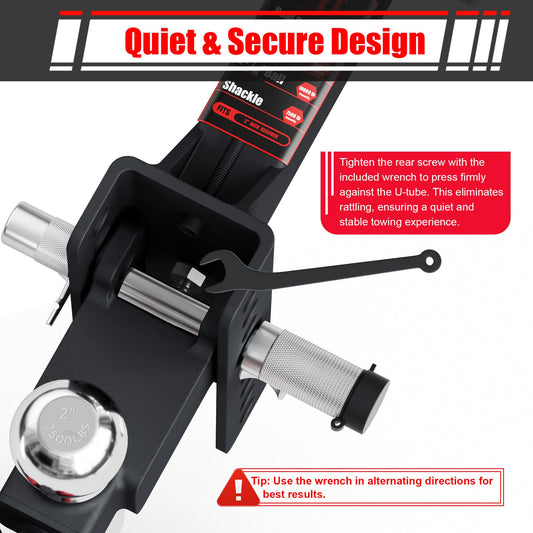 TYT Adjustable Trailer Hitch Ball Mount with Lock&Pin&Rotatable Tow Shackle, Fits 2-in Receiver, 5" Rise/Drop, 2-in, 2-5/16-in Hitch Ball, 10000LBS GTW, Ultra Quiet - TYT4WD