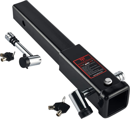 TYT 12" Trailer Hitch Extension for 2" Receiver Tube Extender, Tube Extension Receiver with 2 Sets of 5/8" Premium Hitch Pin Lock, 4000 lbs GTW / 400 lbs TW - TYT4WD