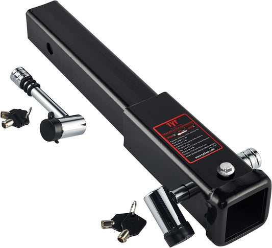 TYT 12" Trailer Hitch Extension for 2" Receiver Tube Extender, Tube Extension Receiver with 2 Sets of 5/8" Premium Hitch Pin Lock, 4000 lbs GTW / 400 lbs TW - TYT4WD