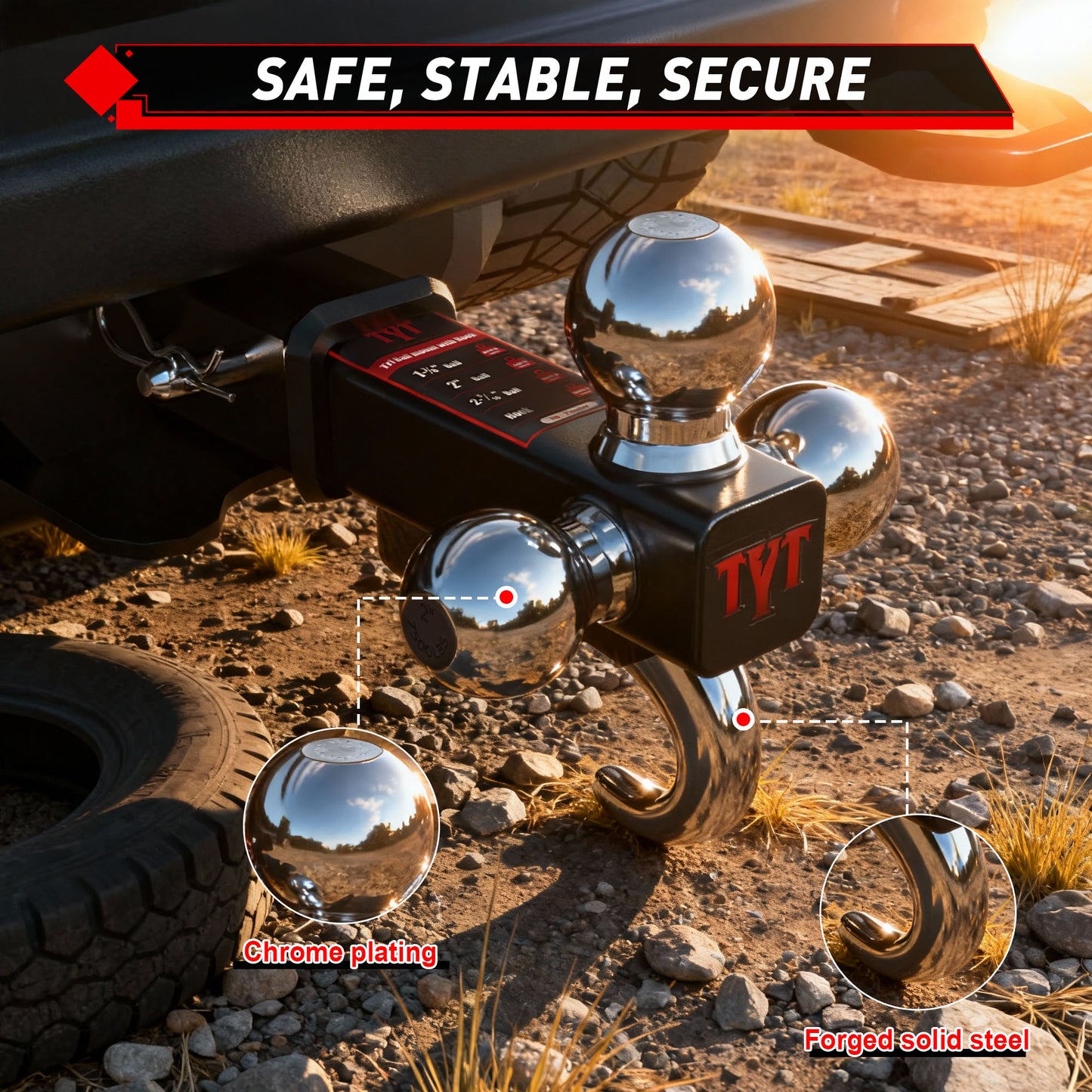 TYT Tri-Ball Mount with Tow Hook
