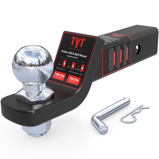 TYT Trailer Hitch Ball Mount with 2 Inch Ball -2 Inch Drop Hitch - TYT4WD