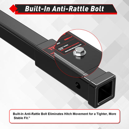 TYT 18" Trailer Hitch Extension, Fits 2 inch Receiver Tube,with 5/8" Advanced Hitch Pin 2-Pack, 3500 lbs GTW / 350 lbs TW - TYT4WD