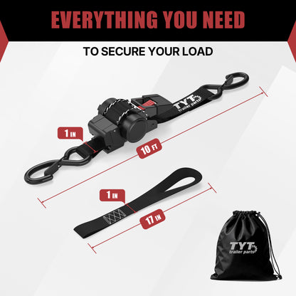 TYT 1" x 10' Retractable Ratchet Straps (4PCS) - TYT4WD