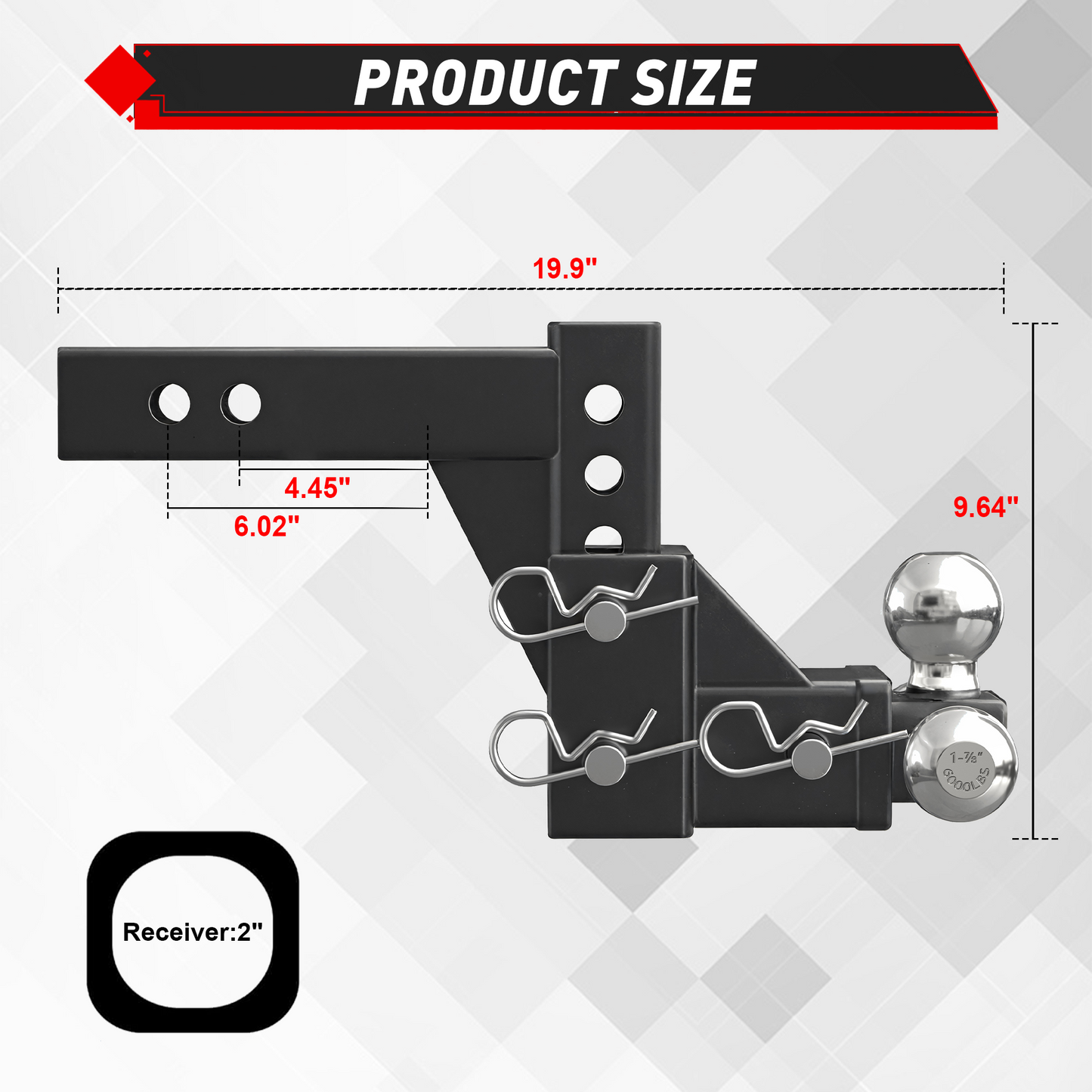 TYT Adjustable Trailer Hitch 3-in-1 Tri-Ball Mount