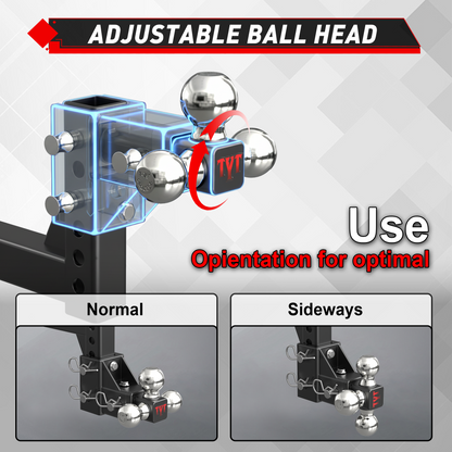 TYT Adjustable Trailer Hitch 3-in-1 Tri-Ball Mount
