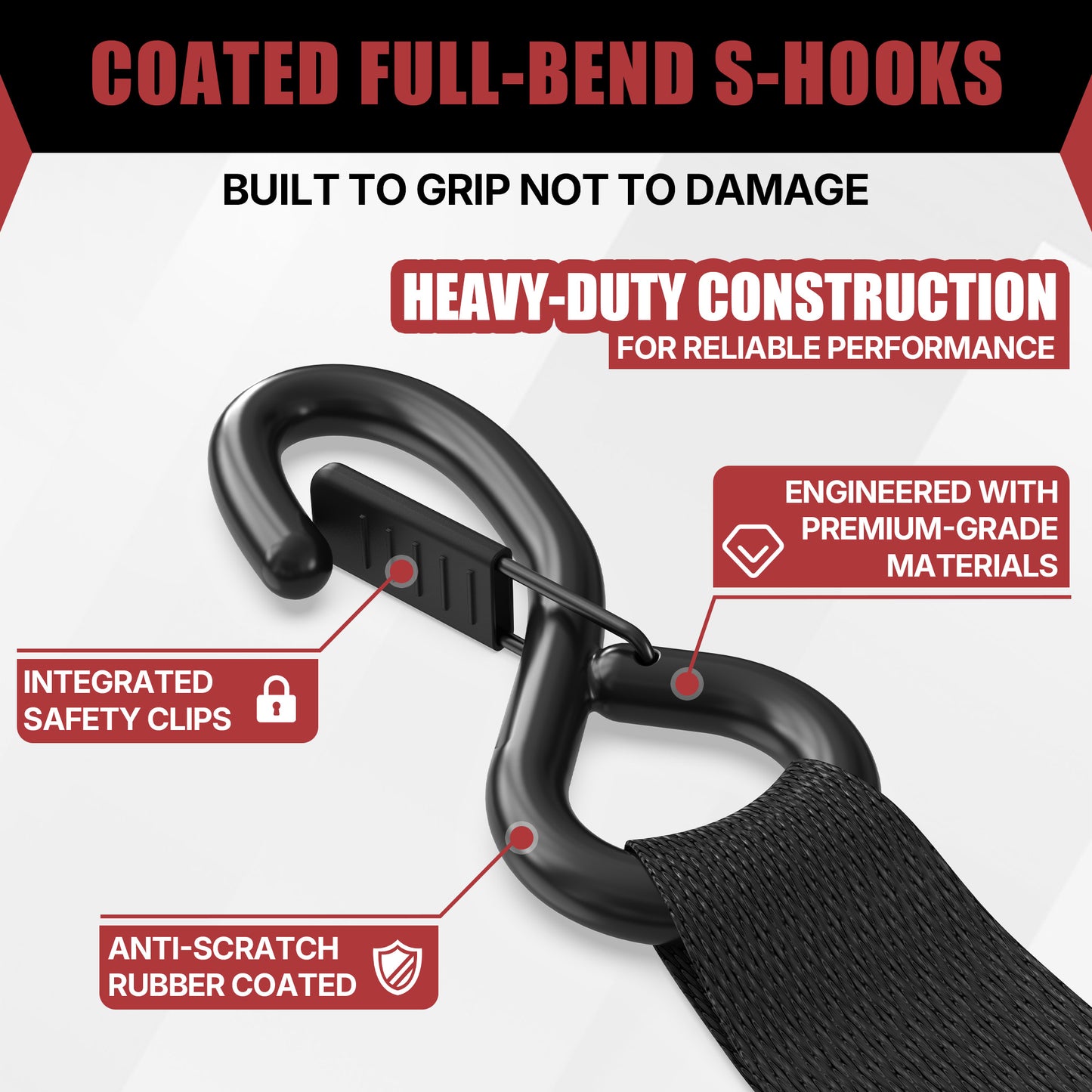 TYT 1" x 10' Retractable Ratchet Straps (4PCS) - TYT4WD