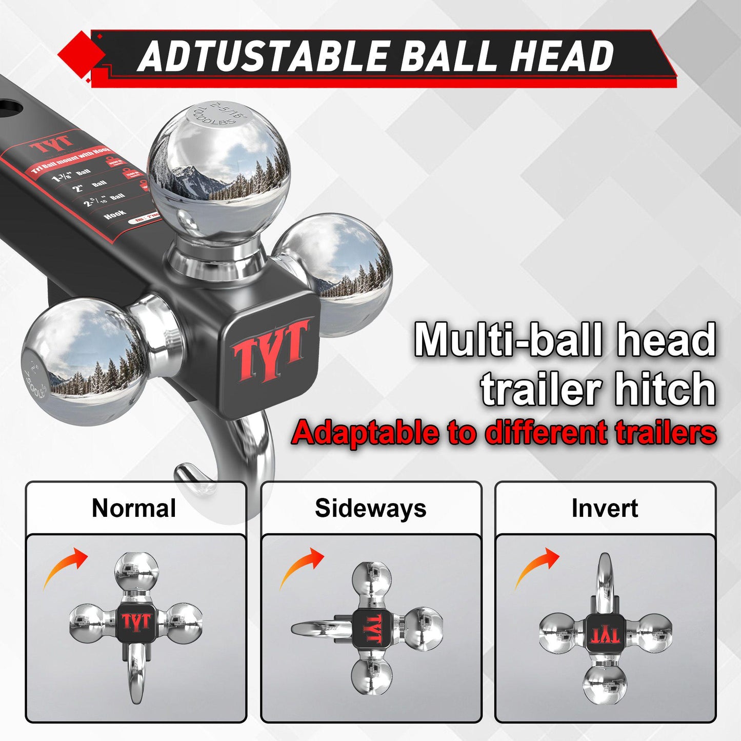 TYT Tri-Ball Mount with Tow Hook