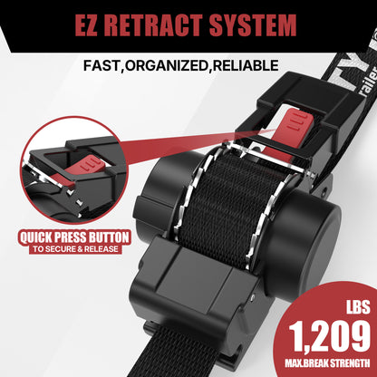 TYT 1" x 10' Retractable Ratchet Straps (4PCS) - TYT4WD