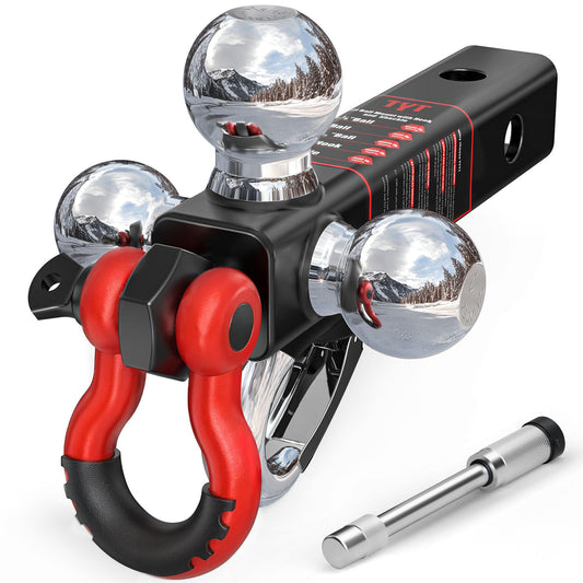 TYT Tri Ball Mount Trailer Hitch with Tow Hook & Shackle