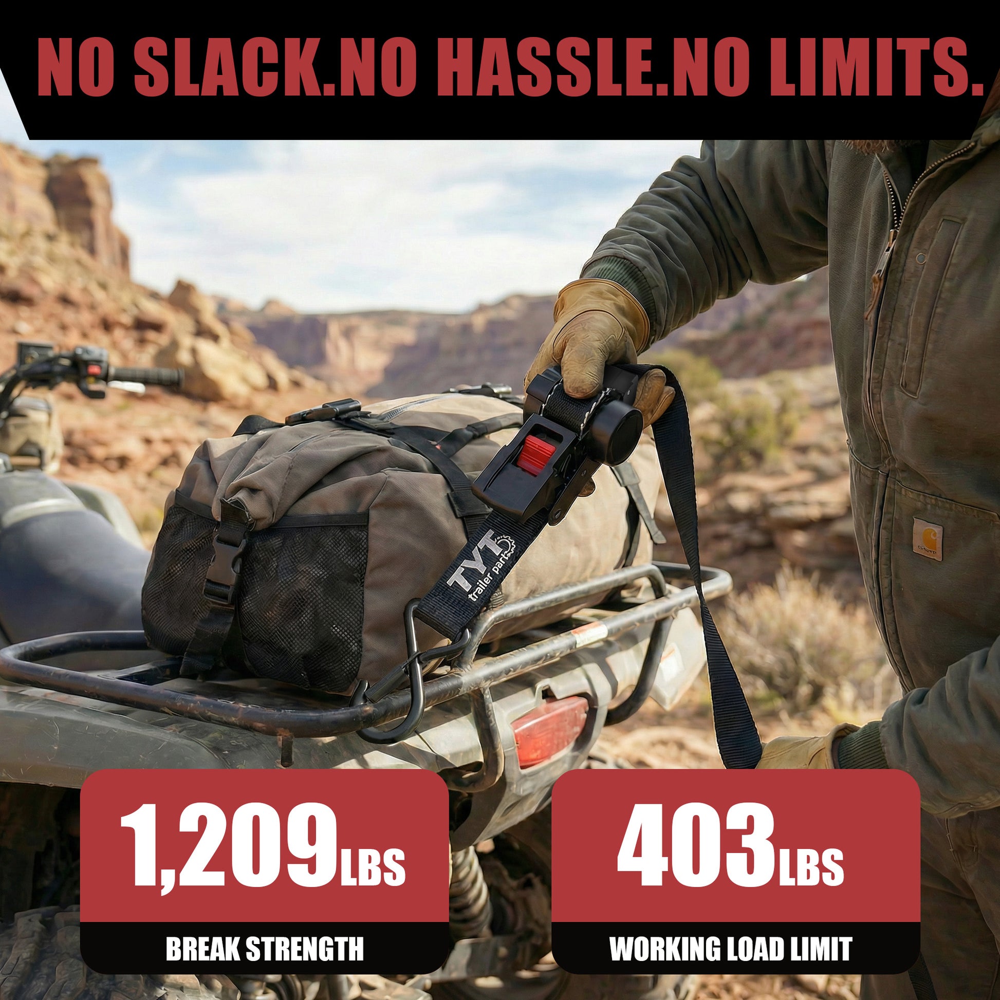 TYT 1" x 10' Retractable Ratchet Straps (4PCS) - TYT4WD