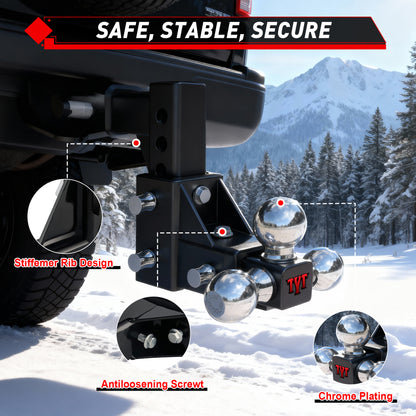 TYT Adjustable Trailer Hitch 3-in-1 Tri-Ball Mount