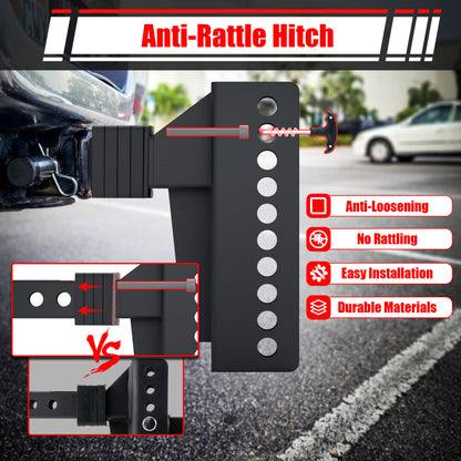 TYT Tri-Ball Mount Adjustable Trailer Hitch with Tow Hook, Fits 2-Inch Receiver, 4.5-Inch Rise/Drop, 1-7/8", 2", & 2-5/16" Balls - TYT4WD