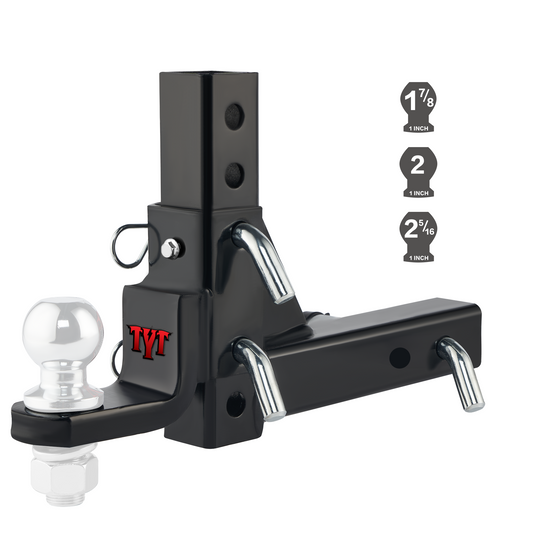 TYT Adjustable Trailer Hitch Ball Mount, 6-Position Tow Hitch, Fits 2-Inch Receiver, with 1" Hitch Ball Hole, 7500 lbs