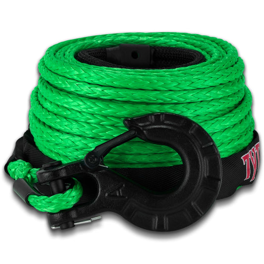 TYT Synthetic Winch Rope 3/8" X 92' with Hook, 27000LBS Synthentic Winch Cable Kit with Protective Sleeve for 4WD Off Road Vehicle Truck SUV Jeep (Green) - TYT4WD