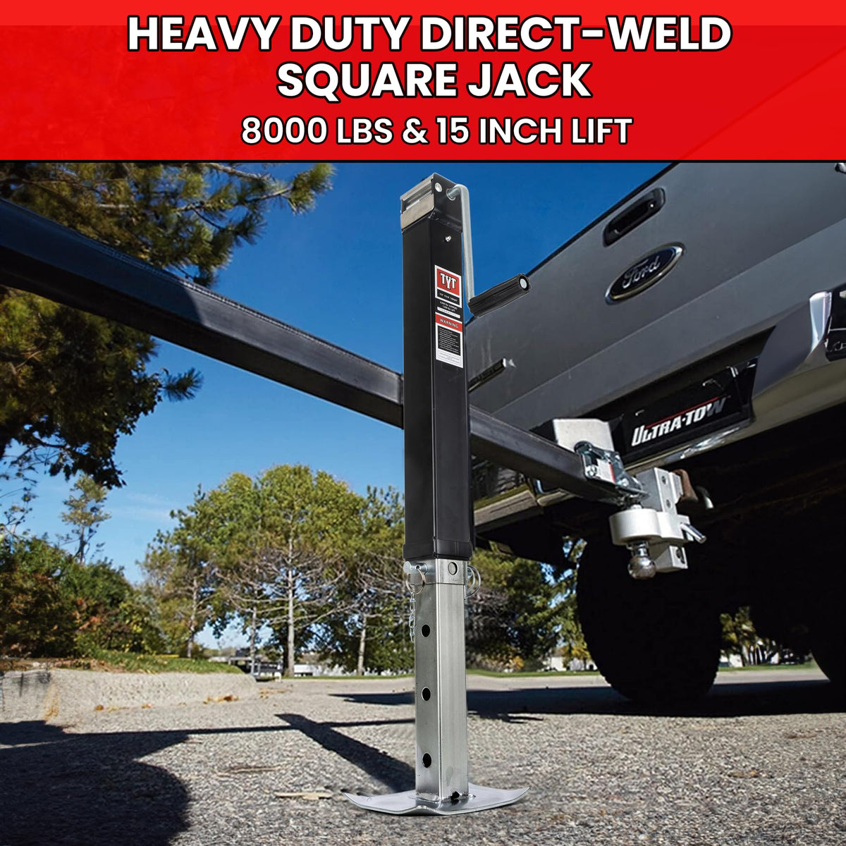 TYT 8000 lbs Square Weld-On Trailer Jack – 15