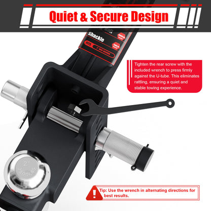 TYT Adjustable Trailer Hitch Ball Mount with Lock&Pin&Rotatable Tow Shackle, Fits 2-in Receiver, 5" Rise/Drop, 2-in, 2-5/16-in Hitch Ball, 10000LBS GTW, Ultra Quiet