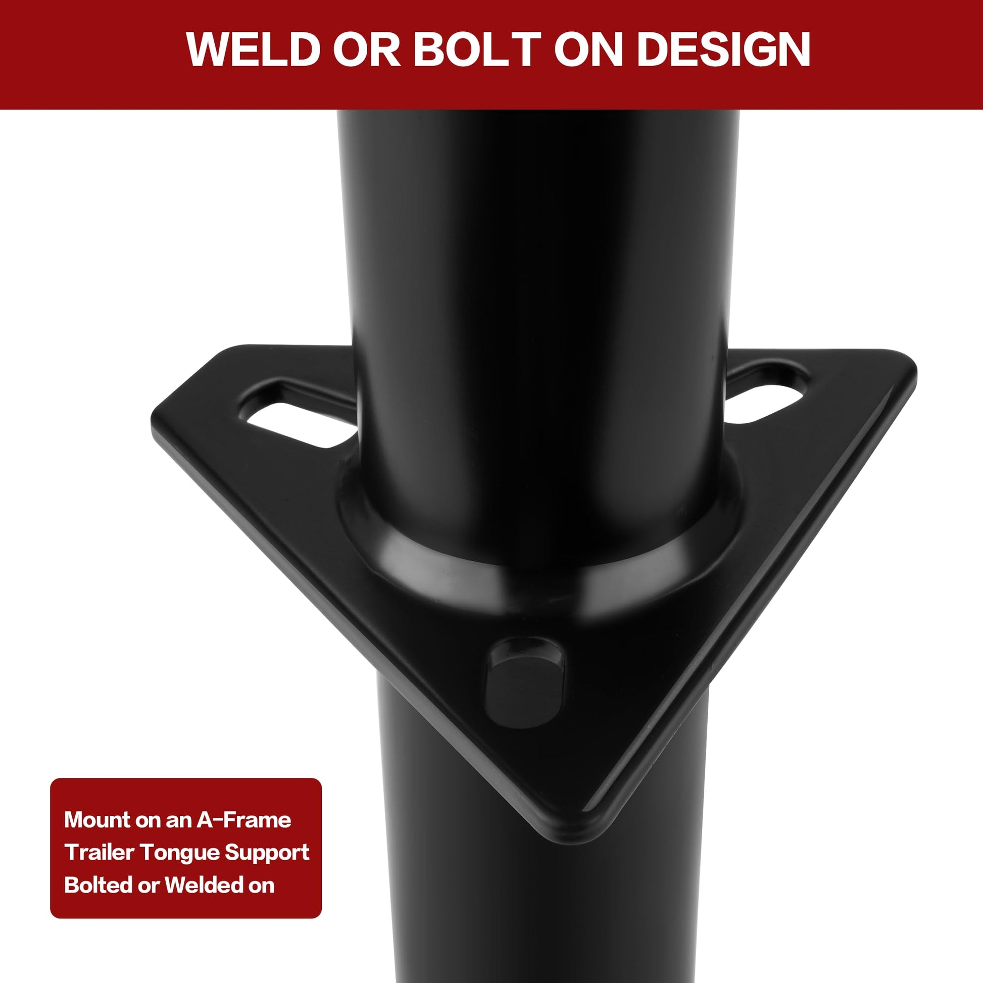 TYT Heavy Duty 5000lbs A-Frame Trailer Jack with 15" Top-Wind Vertical Travel, Black Sandblast Coating, and Foot Plate for RVs, Boat, Utility, and Camping Trailers - TYT4WD