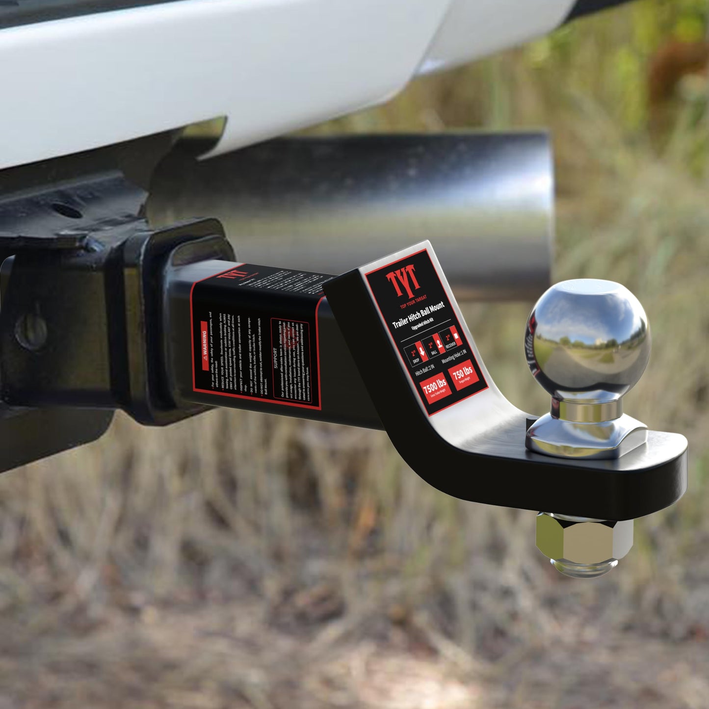 TYT Trailer Hitch Ball Mount with 2 Inch Ball -2 Inch Drop Hitch