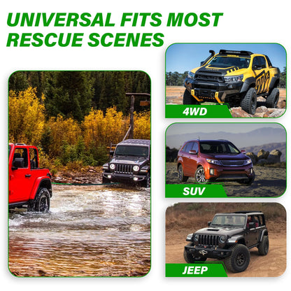 TYT Off-Road Winch Rope Kit - 3/16''x50', 8500 Lbs Green Synthetic Cable with Protective Sheath, Heavy-Duty Hook, Safety Pull Strap & Rubber Stopper Ideal for 4WD ATV UTV Vehicles, (JPS31650G) - TYT4WD